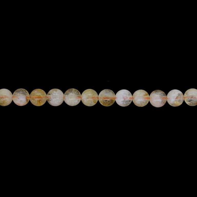 NATURAL STONE BEADS - CITRINE BROWN (LIGHT) - 6mm - STRING (64pcs.) Hole-1.0mm