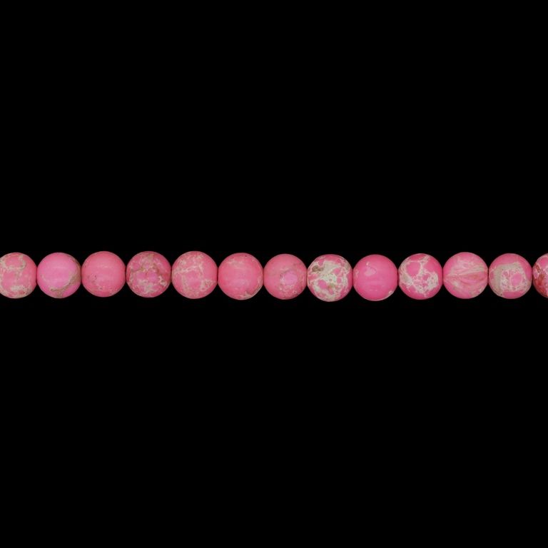 NATURAL STONE BEADS - JASPER IMPERIAL PINK - 6mm - STRING (64pcs.) Hole-1.0mm