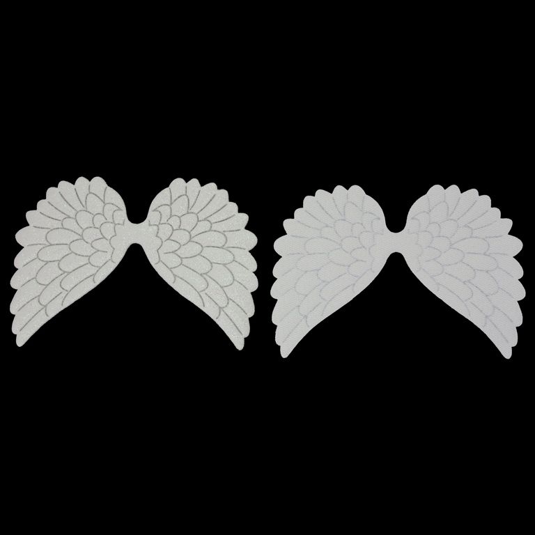 TEXTILE BEADS - FELT - WINGS 01 - 90x65mm WHITE - PACKAGE 15pcs.