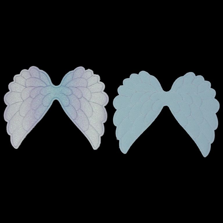 TEXTILE BEADS - FELT - WINGS 01 - 90x65mm RAINBOW BLUE - PACKAGE 10pcs.