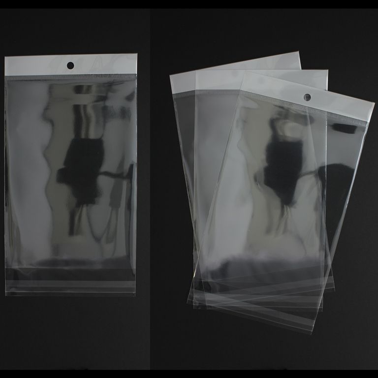 PACKAGING - CELLOPHANE BAG WITH WHITE POST - 14x22.5+3cm (40µ) - 100pcs.