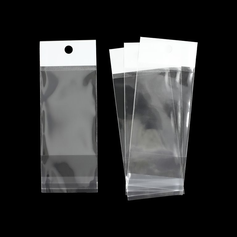 PACKAGING - CELLOPHANE BAG WITH WHITE POST - 5.5x8+4cm (40µ) - 200pcs.