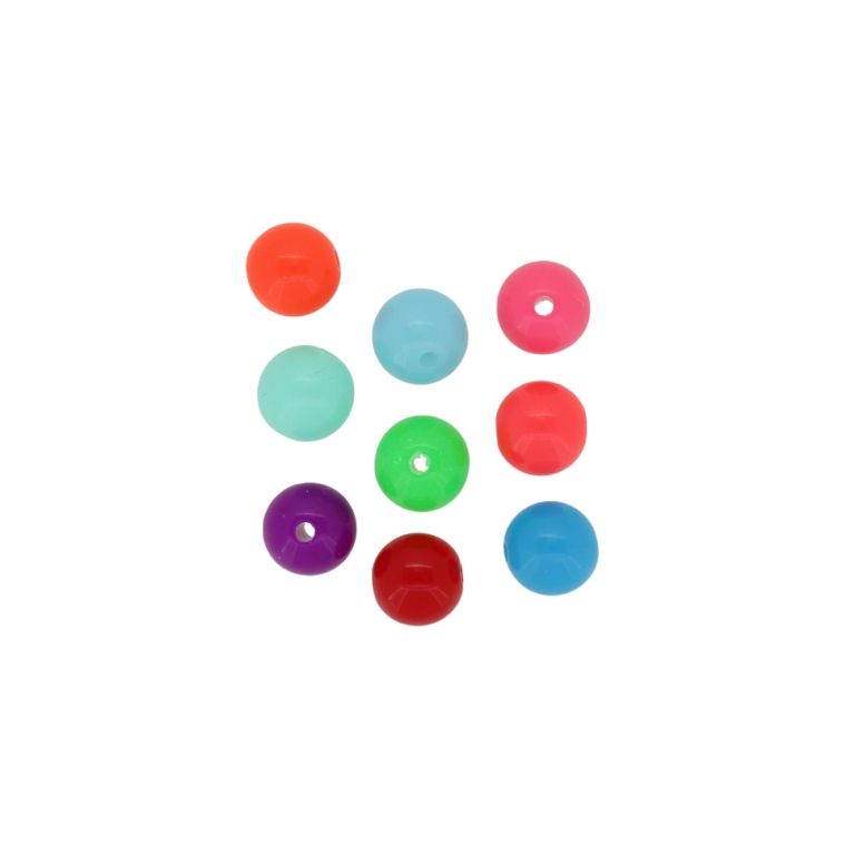 OPAQUE PLASTIC BEADS - BALL - 10mm MIX 048 - 50g Hole-1.7mm (90pcs.)