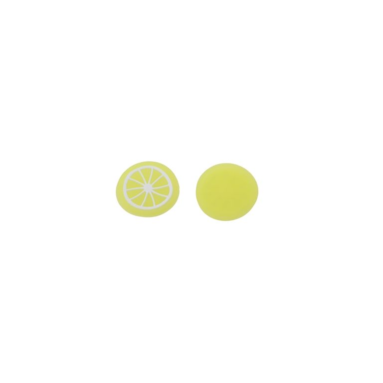 PLASTIC BEADS - RUBBER 3D - FOR GLUING - LEMON 02 - 21x2mm YELLOW (LIGHT)-WHITE - PACKAGE 100pcs.