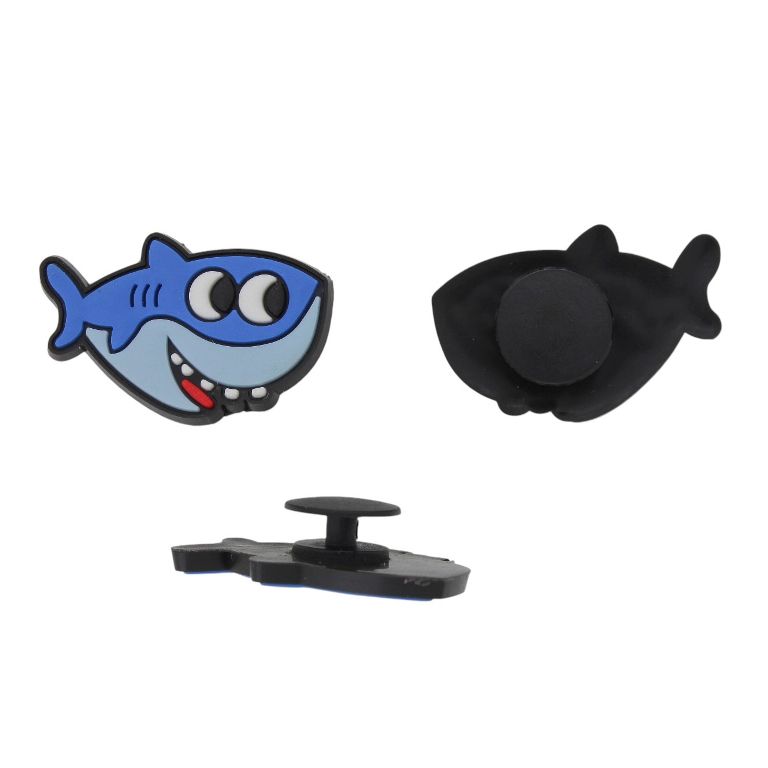 PLASTIC BEADS - RUBBER 3D - BUTTON - SHARK 04 - 29x20x3mm BLUE-BLUE (LIGHT)-BLACK - 2pcs.