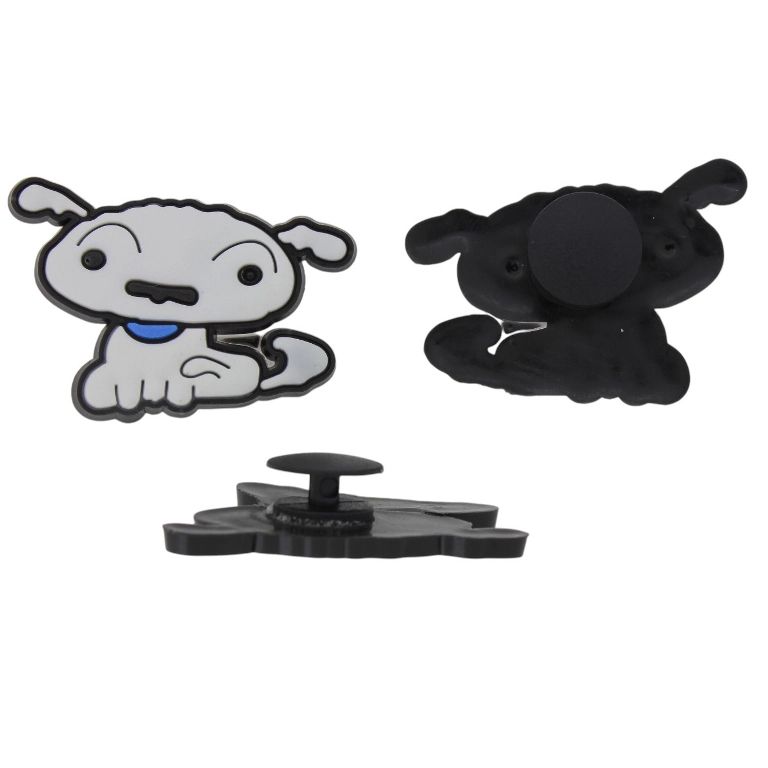 PLASTIC BEADS - RUBBER 3D - BUTTON - DOG 06 - 37x25x3mm BLACK-WHITE - 2pcs.