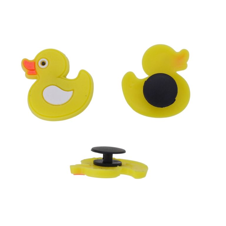PLASTIC BEADS - RUBBER 3D - BUTTON - DUCK 05 - 25x26x3mm YELLOW-WHITE - PACKAGE 20pcs.