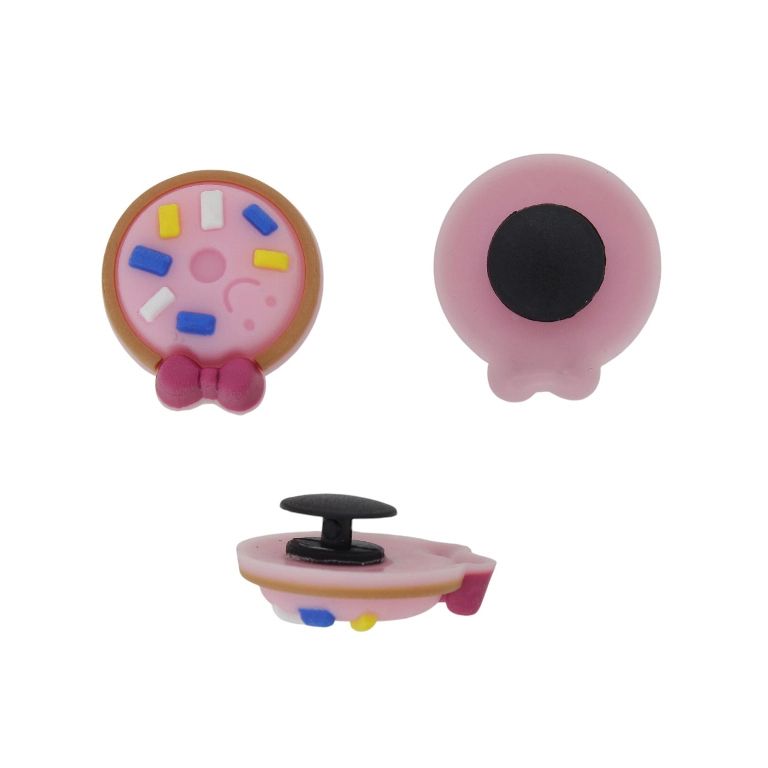 PLASTIC BEADS - RUBBER 3D - BUTTON - DONUT 06 - 23x26x7mm PINK (LIGHT)-BROWN - PACKAGE 20pcs.