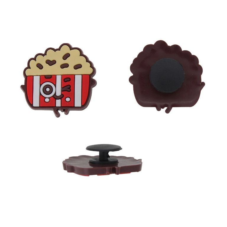 PLASTIC BEADS - RUBBER 3D - BUTTON - POPCORN 04- 26x25x3mm ECRU-RED-WHITE - PACKAGE 20pcs.