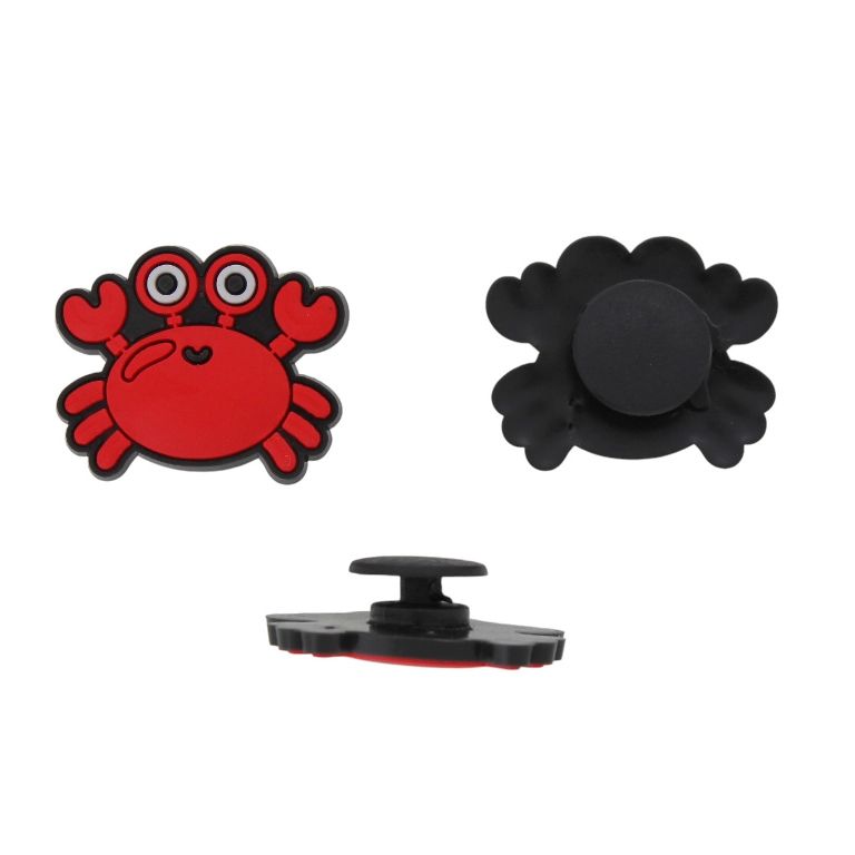 PLASTIC BEADS - RUBBER 3D - BUTTON - CRAB 02 - 27x22x3mm RED-BLACK - 2pcs.
