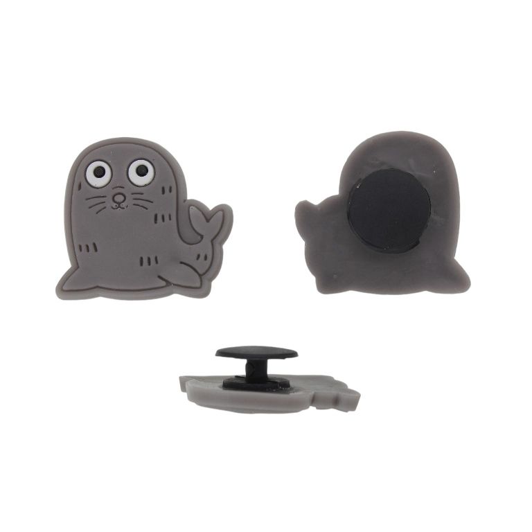PLASTIC BEADS - RUBBER 3D - BUTTON - SEAL 01 - 25x24x3mm GRAY - 2pcs.