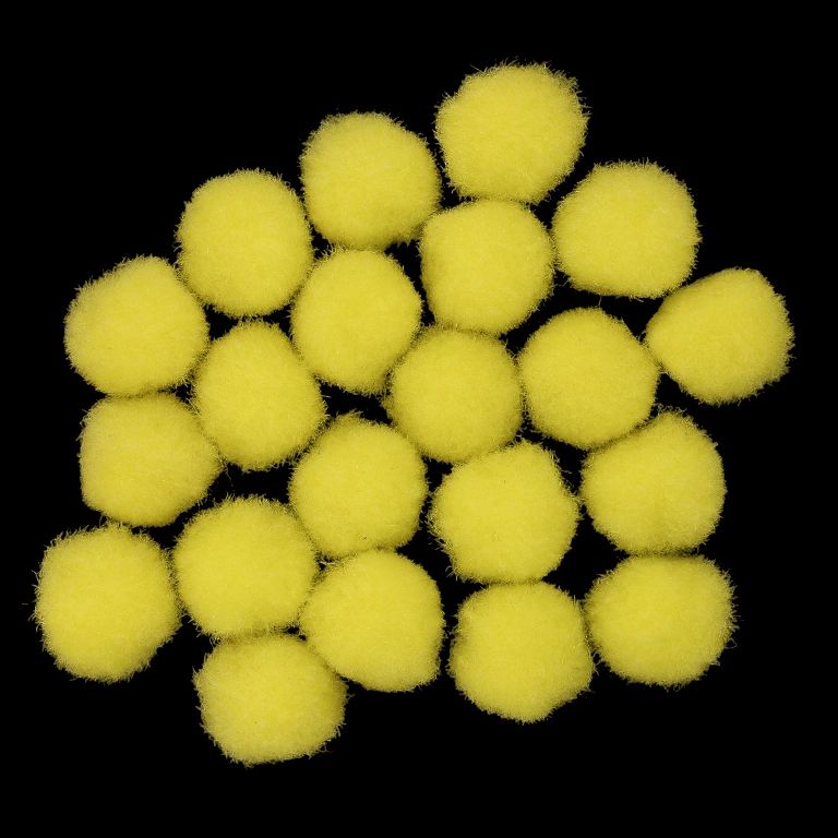 TEXTILE BEADS - POMPON POLYESTER - 12mm YELLOW (LIGHT) 64 - PACKAGE 500pcs.