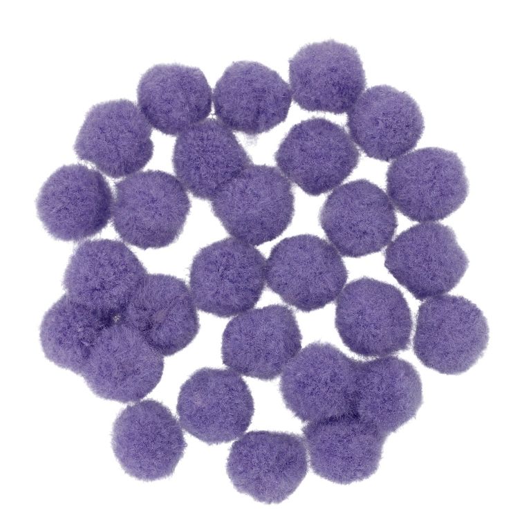 TEXTILE BEADS - POMPON POLYESTER - 12mm PURPLE 65 - PACKAGE 500pcs.