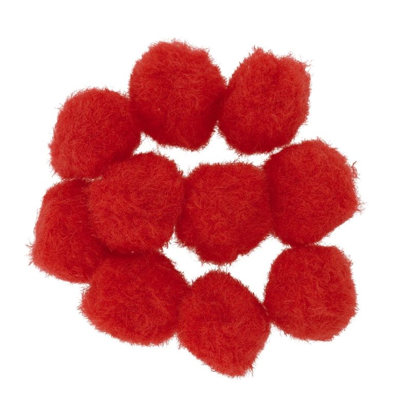 TEXTILE BEADS - POMPON POLYESTER - 18mm RED (LIGHT) 58 - PACKAGE 200pcs.