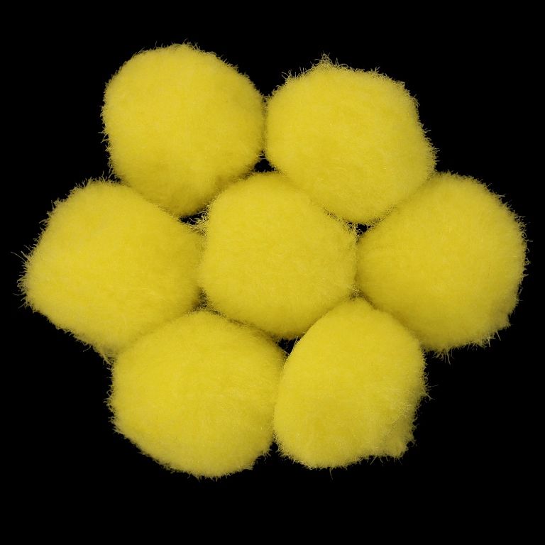 TEXTILE BEADS - POMPON POLYESTER - 25mm YELLOW 64 - PACKAGE 100pcs.