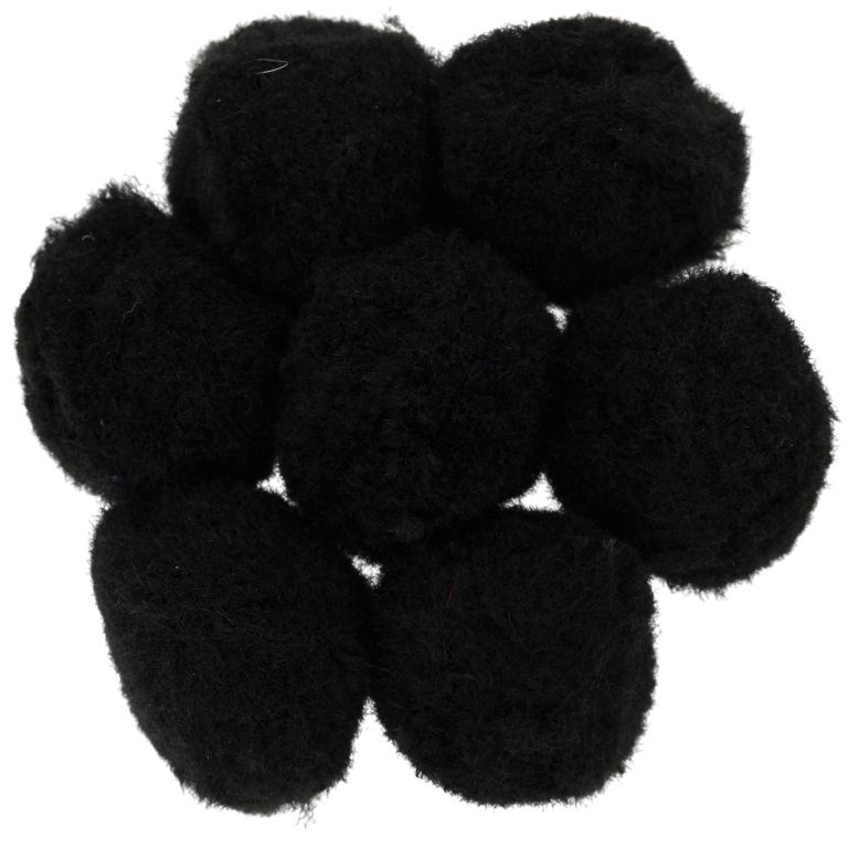 TEXTILE BEADS - POMPON POLYESTER - 25mm BLACK 44 - PACKAGE 100pcs.