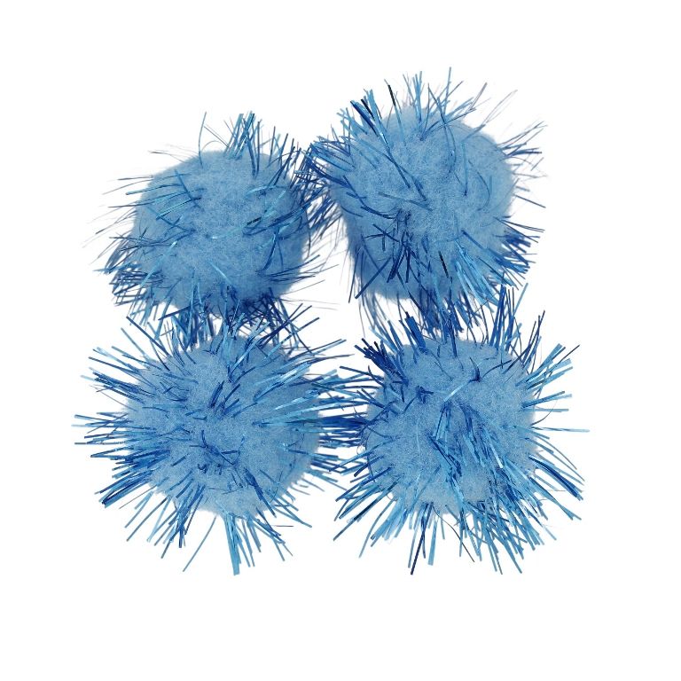 TEXTILE BEADS - POMPON POLYESTER WITH LAME - 20mm BLUE 67 - PACKAGE 100pcs.