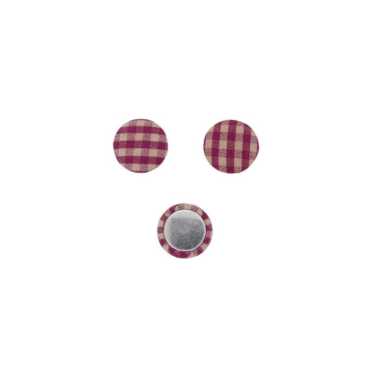 ADHESIVE BEADS - TEXTILE - HEMISPHERE 059 - 15x5mm - COUNTRY CHECK PATTERN 01 - BORDEAUX (LIGHT)-BORDEAUX (DARK)-BEIGE (LIGHT) - PACKAGE 100pcs.