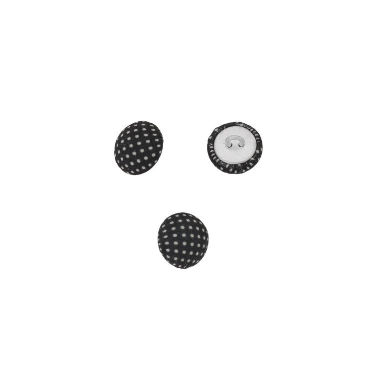 ADHESIVE BEADS - TEXTILE - BUTTON 329 15x8mm - DOTS 01 - BLACK AND WHITE - PACKAGE 100pcs.