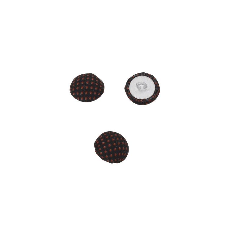 ADHESIVE BEADS - TEXTILE - BUTTON 330 15x8mm - DOTS 01 - BLACK AND RED - PACKAGE 100pcs.