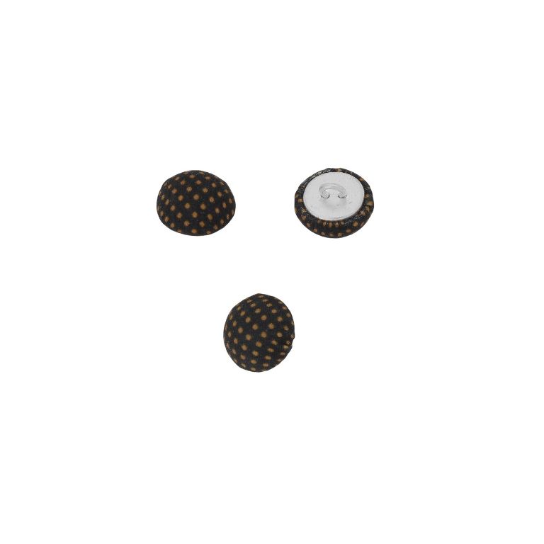 ADHESIVE BEADS - TEXTILE - BUTTON 331 15x8mm - DOTS 01 - BLACK AND ORANGE - 10pcs.