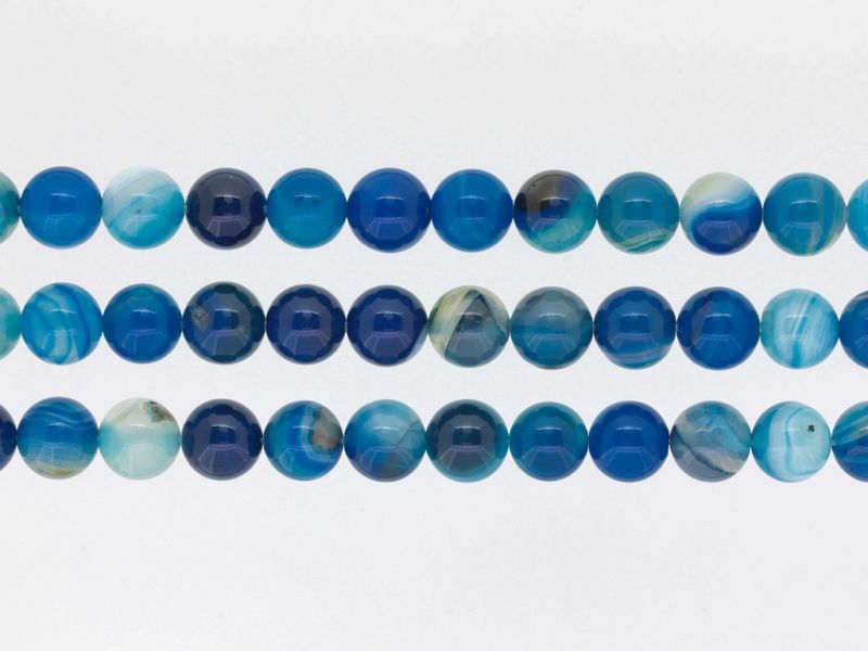 NATURAL STONE BEADS - AGATE BLUE - 10mm - PACKAGE (3x38pcs.) Hole-1.8mm