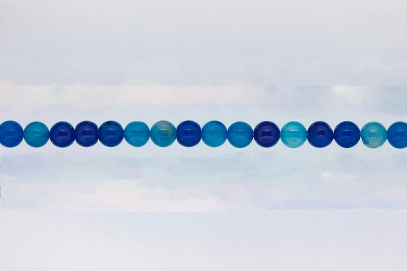 NATURAL STONE BEADS - AGATE BLUE - 8mm - STRING (48pcs.) Hole-1.6mm