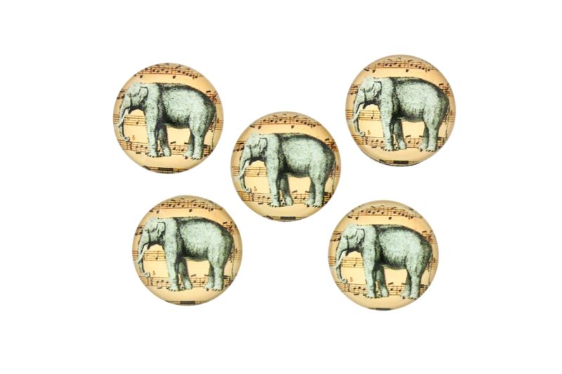 GLASS BEADS - CABOCHONS PATTERN - HALF ROUND 20mm - ANIMALS - ELEPHANT GRAY - PACKAGE 25pcs.