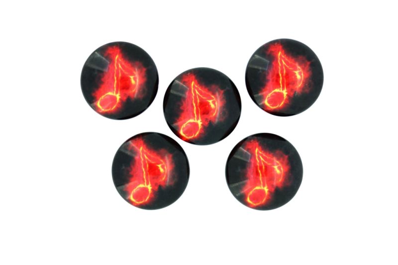 GLASS BEADS - CABOCHONS PATTERN - HALF ROUND 20mm - MUSIC - NOTE - PACKAGE 25pcs.