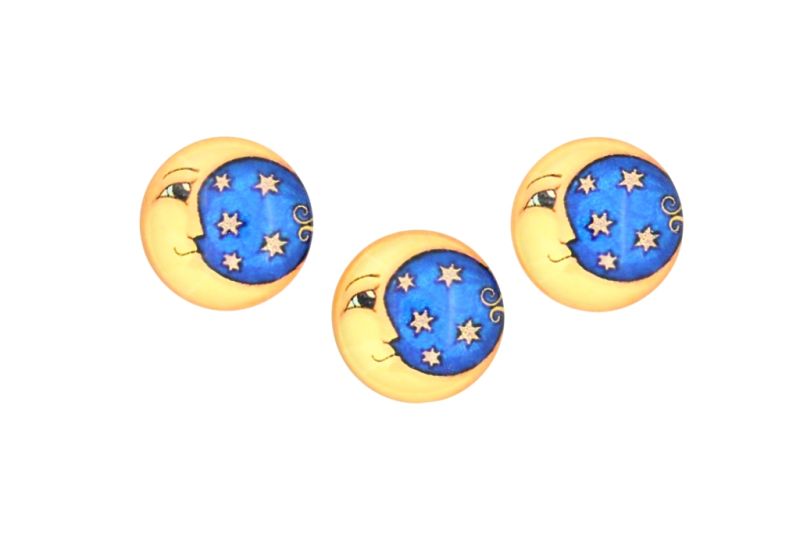 GLASS BEADS - CABOCHONS PATTERN - HALF ROUND 22mm - MOON - PACKAGE 25pcs.
