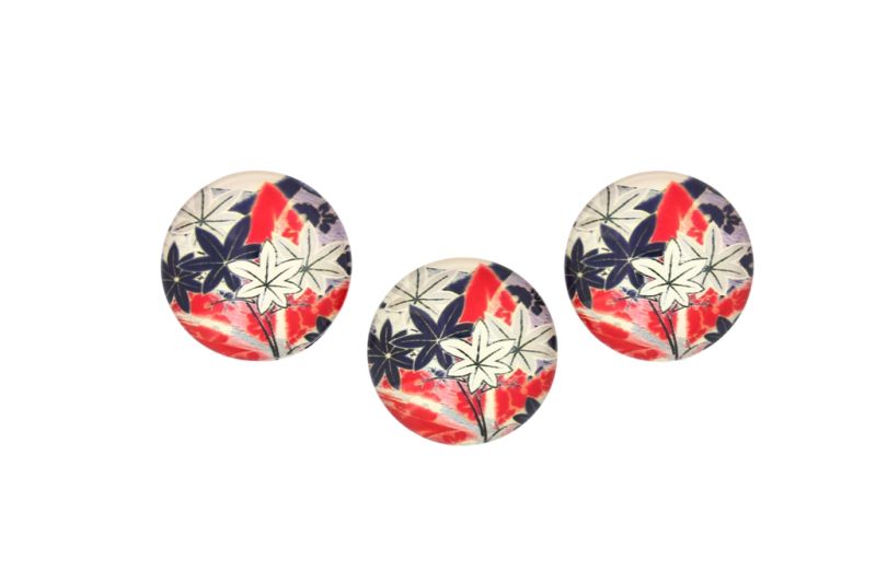 GLASS BEADS - CABOCHONS PATTERN - HALF ROUND 22mm - FLOWERS - LEAVES - PACKAGE 25pcs.