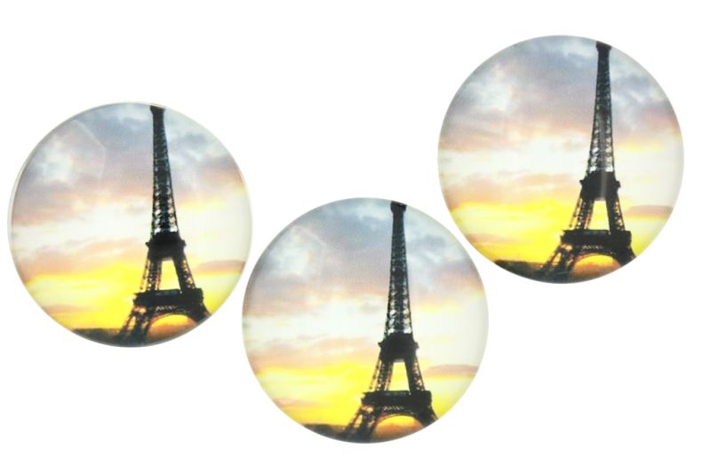 GLASS BEADS - CABOCHONS PATTERN - HALF ROUND 35mm - LANDMARKS - EIFFEL TOWER AND SUNSET - PACKAGE 10pcs.