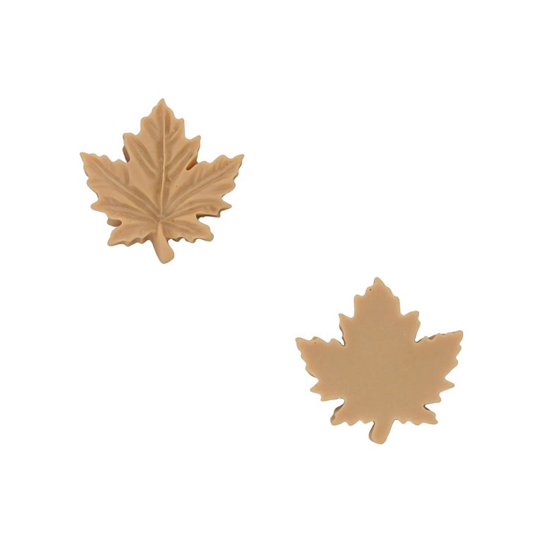 PLASTIC BEADS - RESIN 3D - FOR GLUING - LEAF 01 MAPLE - 19x19x4mm BROWN (LIGHT) - PACKAGE 40pcs.
