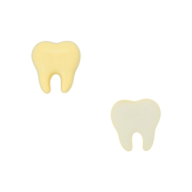 PLASTIC BEADS - RESIN 3D - FOR GLUING - TOOTH 01 - 16x17x6mm YELLOW (LIGHT) - PACKAGE 40pcs.
