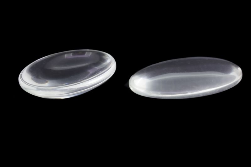 GLASS BEADS - CLEAR CABOCHONS - HALF OVAL ELLIPTIC 30x40mm - 2pcs.