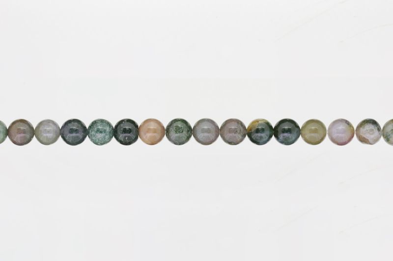 NATURAL STONE BEADS - AGATE INDIANA - 8mm - STRING (48pcs.) Hole-1.6mm