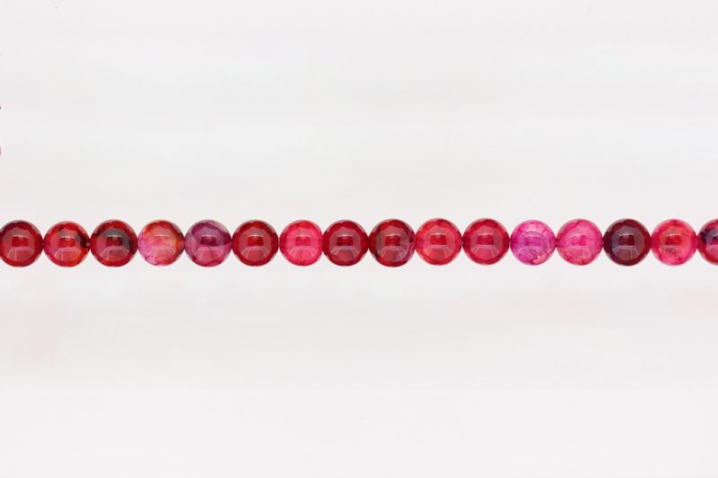 NATURAL STONE BEADS - DRAGON VEINS RED - 8mm - STRING (48pcs.) Hole-1.6mm
