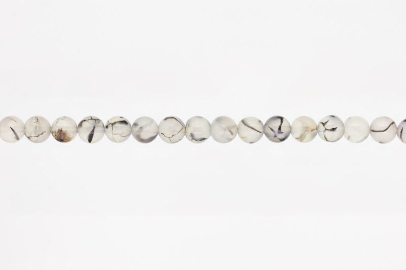 NATURAL STONE BEADS - DRAGON VEINS BLACK - 8mm - STRING (48pcs.) Hole-1.6mm