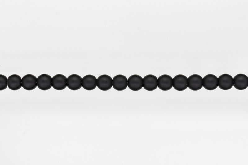 NATURAL STONE BEADS - ONYX BLACK MATTE - 8mm - STRING (48pcs.) Hole-1.6mm