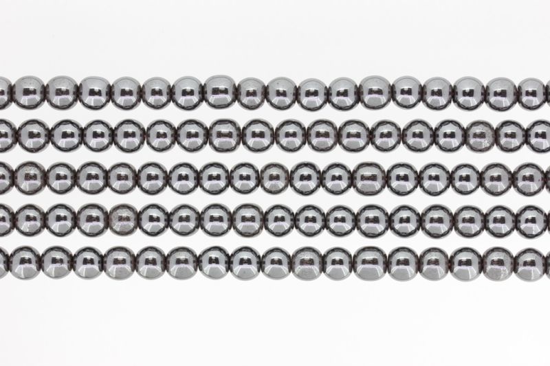 NATURAL STONE BEADS - HEMATITE - 8mm - PACKAGE (5x48pcs.) Hole-1.6mm