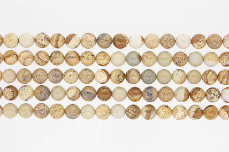 NATURAL STONE BEADS - JASPER - 8mm - PACKAGE (5x48pcs.) Hole-1.6mm