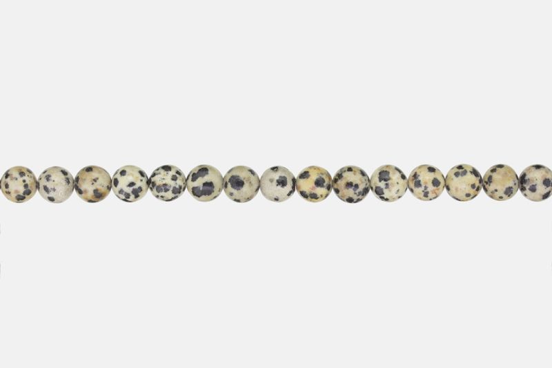 NATURAL STONE BEADS - JASPER DALMATIAN - 8mm - STRING (48pcs.) Hole-1.6mm