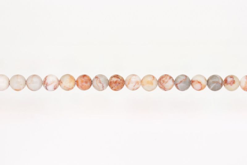 NATURAL STONE BEADS - JASPER RED ZEBRA - 8mm - STRING (48pcs.) Hole-1.6mm