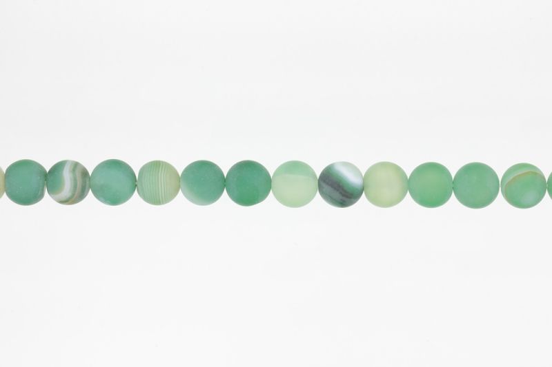 NATURAL STONE BEADS - AGATE MATTED GREEN - 10mm - STRING (38pcs.) Hole-1.8mm