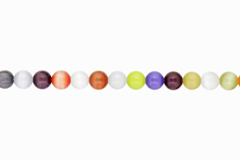 NATURAL STONE BEADS - CAT'S EYE COLORED - 10mm - STRING (38pcs.) Hole-1.8mm