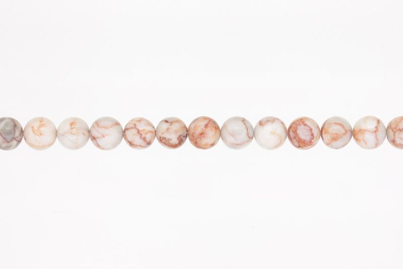 NATURAL STONE BEADS - JASPER RED ZEBRA - 10mm - STRING (38pcs.) Hole-1.8mm