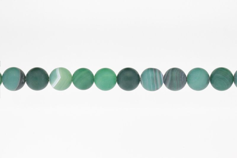 NATURAL STONE BEADS - AGATE MATTED GREEN - 12mm - STRING (32pcs.) Hole-2.0mm