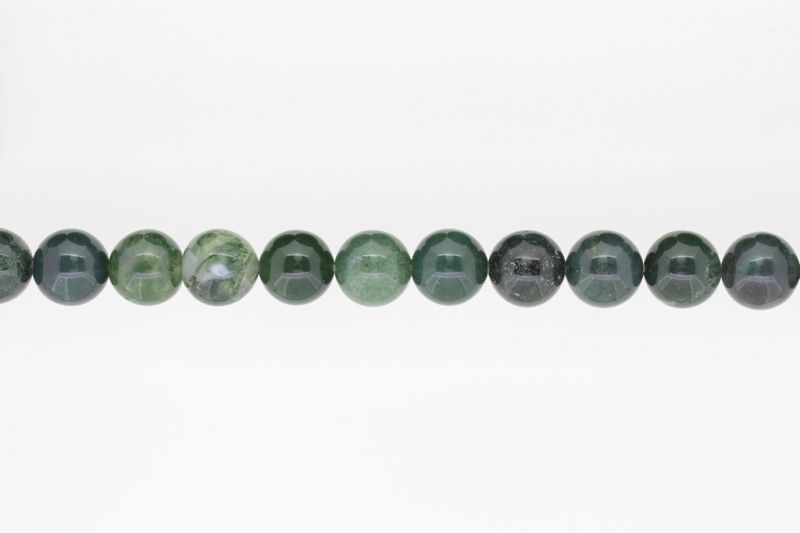 NATURAL STONE BEADS - AGATE MOSS - 12mm - STRING (32pcs.) Hole-2.0mm