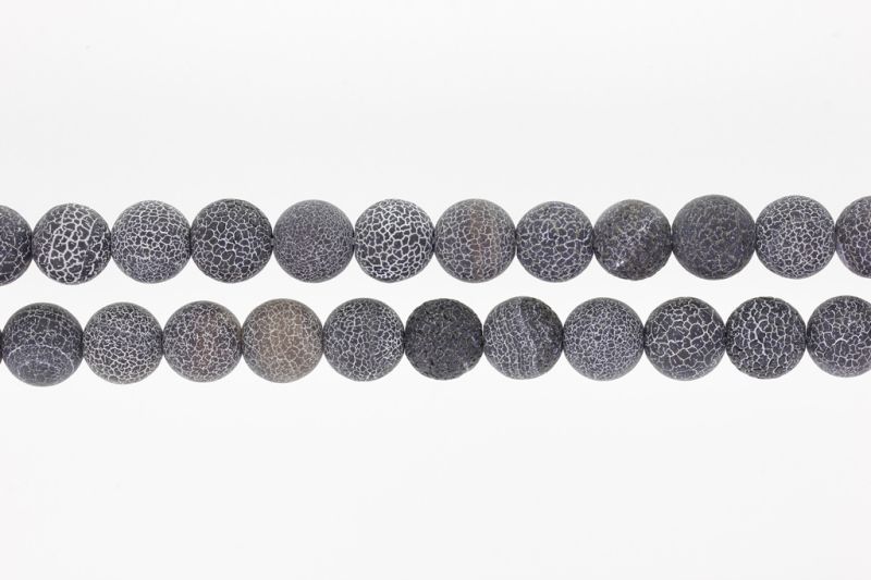 NATURAL STONE BEADS - AGATE CRACKED BLACK - 12mm - PACKAGE (2x32pcs.) Hole-2.0mm