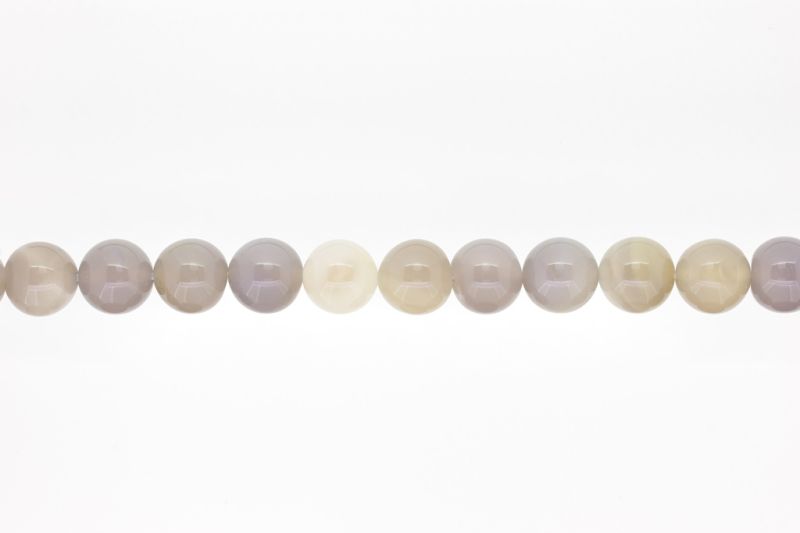 NATURAL STONE BEADS - AGATE GRAY - 12mm - STRING (32pcs.) Hole-2.0mm